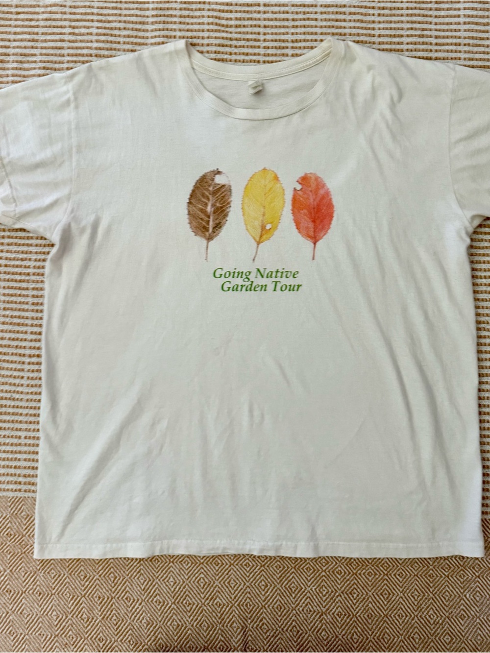 Going Native Garden Tour White Leaf Graphic Tee 100% organic cotton